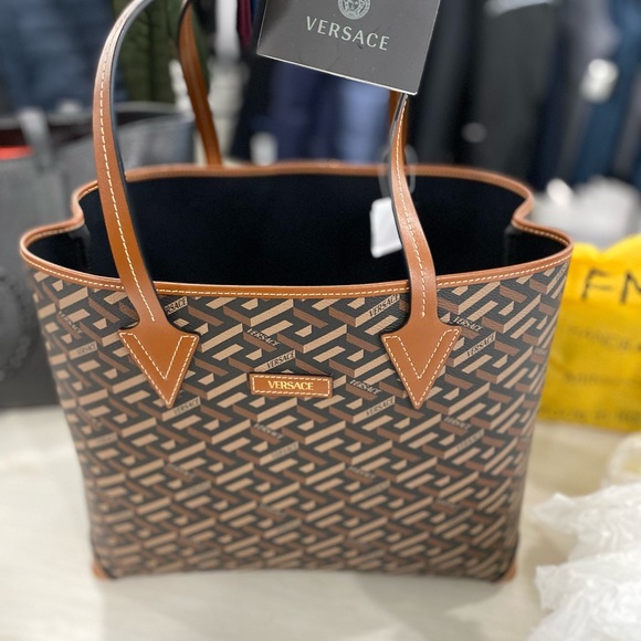 Versace Greca Monogram Coated Canvas Tote - Picture 2 of 6